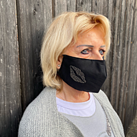 Mund- und Nasenschutz Maske schwarz mit Strass